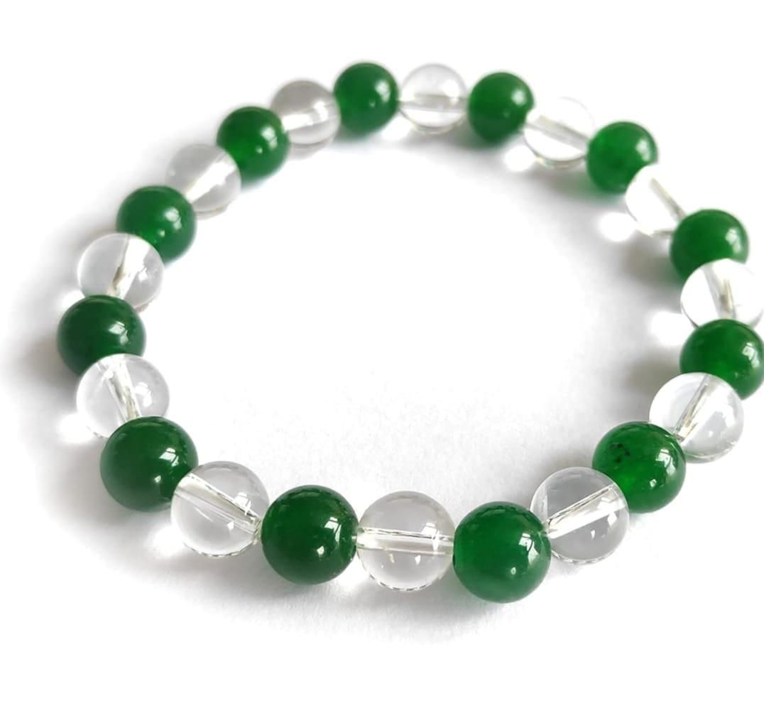 Green Aventurine & Clear Bracelet (Pack of 2) | Healing & Energy Jewelry | NISHU Superstores