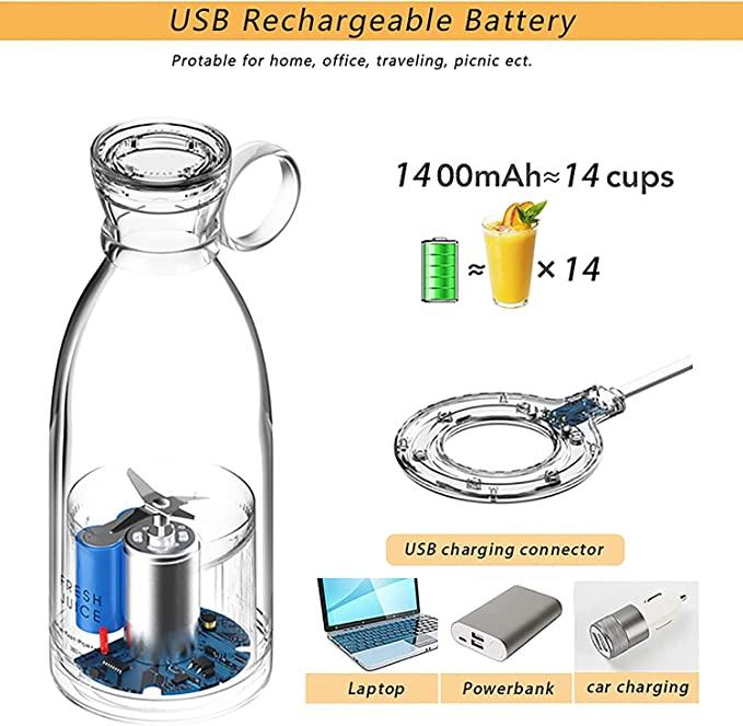 Portable Blender Juicer 400ml – Mini Wireless Smoothie & Juice Maker with 4 Blades | NISHU Superstores
