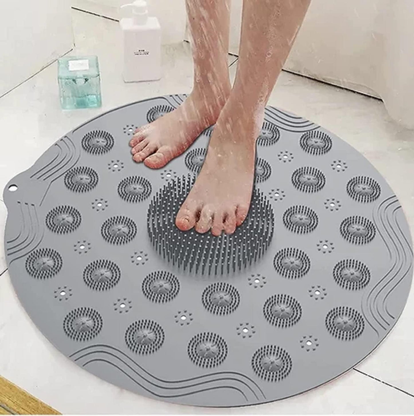 Shower Foot Scrubber & Massager Pad (Pack of 1) – Non-Slip, Dead Skin Remover with Suction Cups | NISHU Superstores