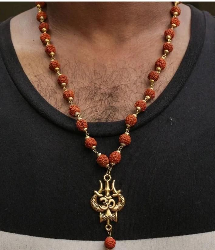 Panchmukhi Rudraksha OM Shiva Trishool Mala | Spiritual Power Beads | NISHU Superstores