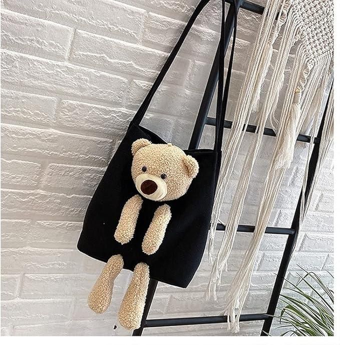 Cute Kawaii Shoulder Tote Handbag with Teddy Bear – Stylish Casual Bag for Women & Girls | NISHU Superstores