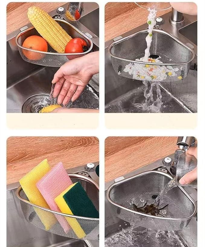 Triangle Stainless Steel Kitchen Sink Drain Basket – Space-Saving & Durable | NISHU Superstores