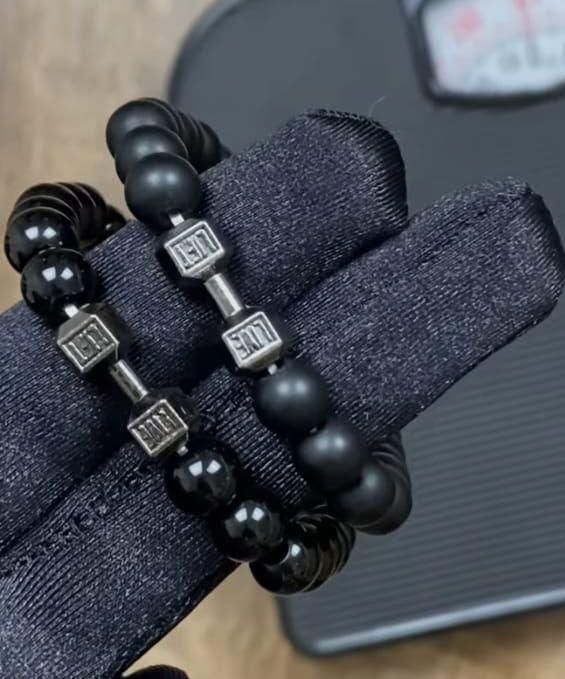 Black Matte Agate Onyx Beads Bracelet (Pack of 2) – Stylish Energy Stones | NISHU Superstores