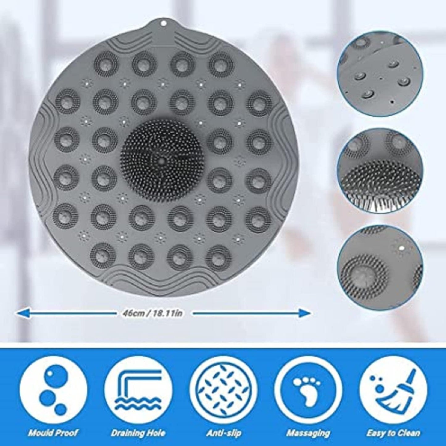 Shower Foot Scrubber & Massager Pad (Pack of 1) – Non-Slip, Dead Skin Remover with Suction Cups | NISHU Superstores
