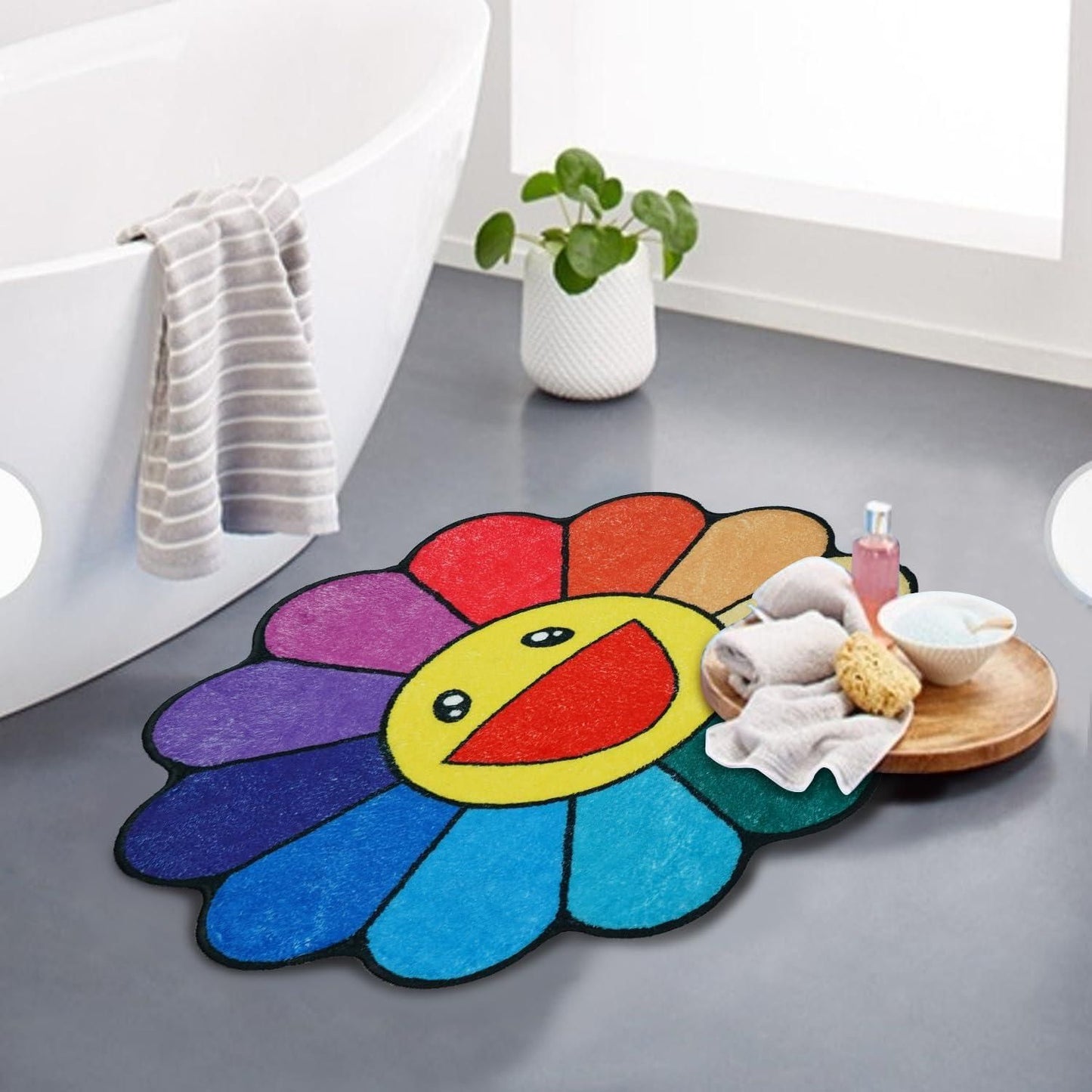 Sunflower Bathroom Rugs for Kids – Soft, Non-Slip & Cute Design | NISHU Superstores