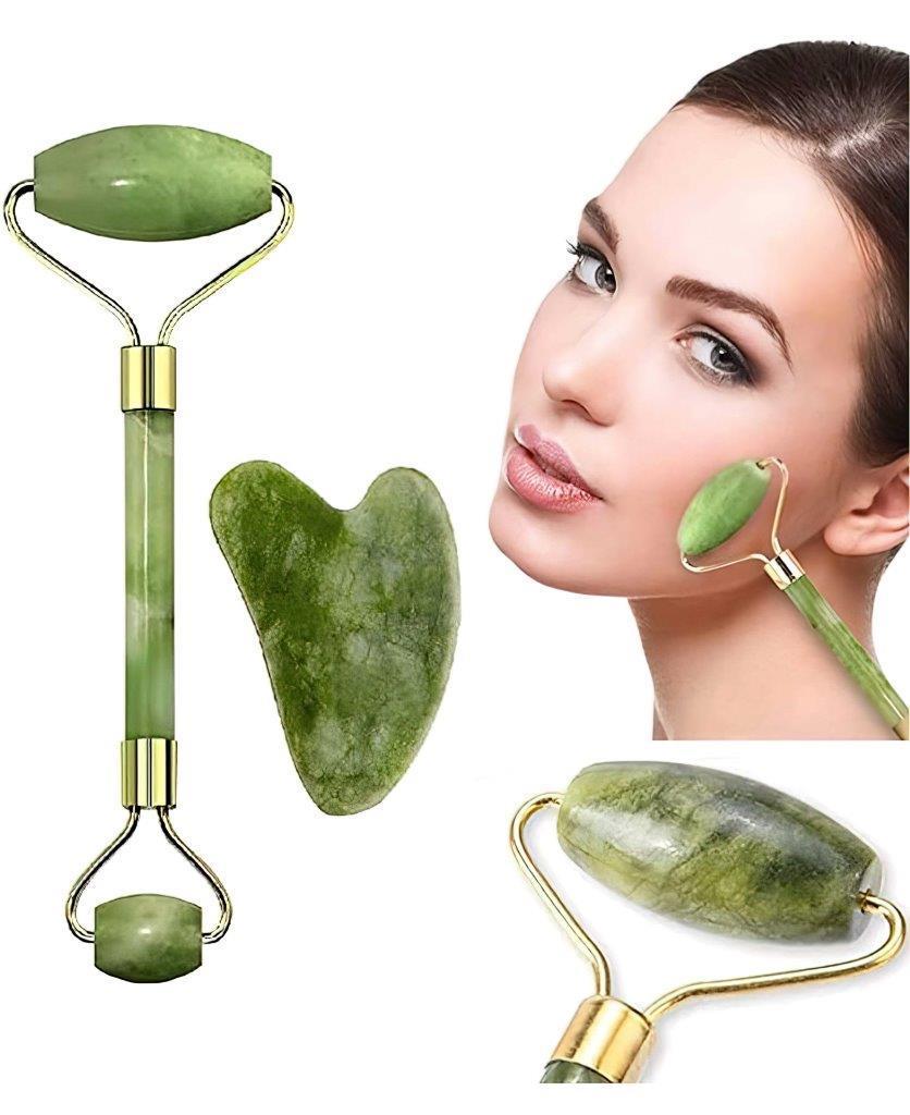 Natural Jade Stone Face Massager – Gua Sha Tool for Glowing Skin | NISHU Superstores