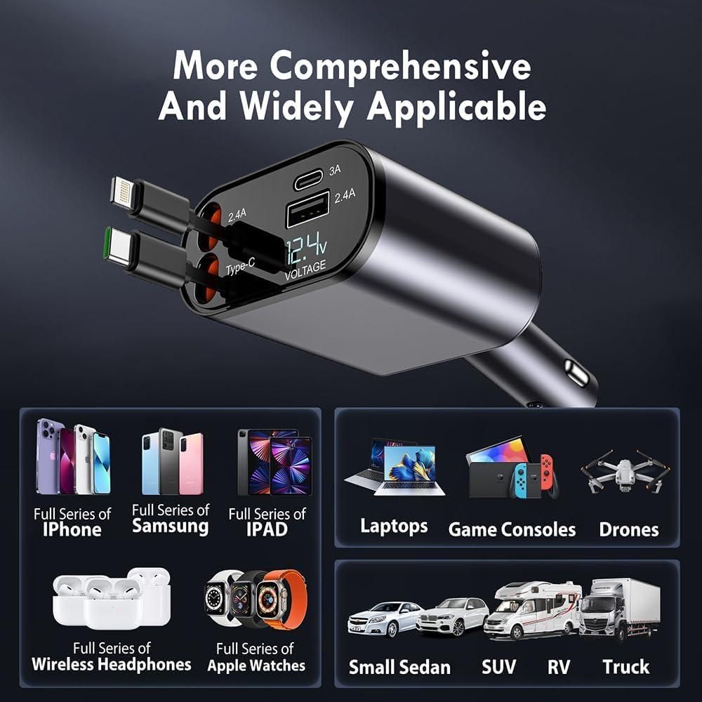 Retractable Car Charger – Fast Charging with Tangle-Free Cable | NISHU Superstores