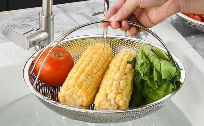 Stainless Steel Draining & Rinsing Bowl – Ideal for Washing Vegetables & Fruits | NISHU Superstores