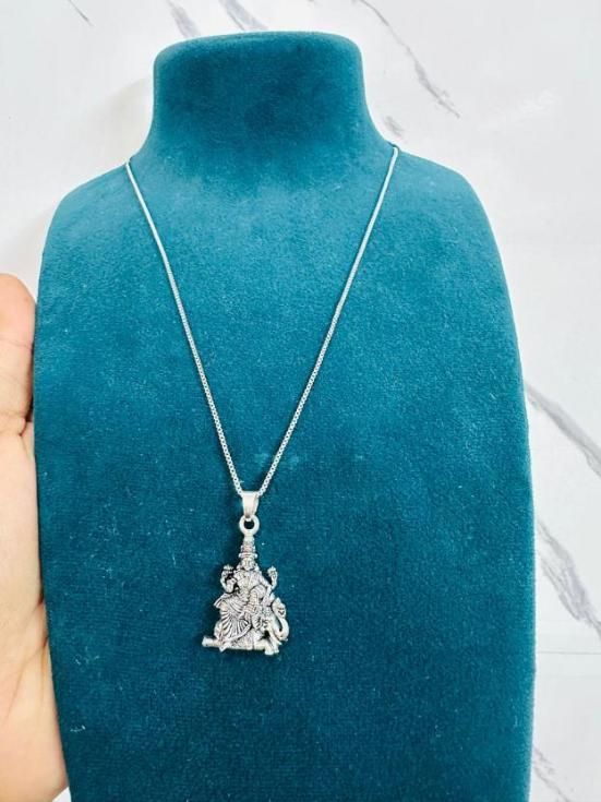 Laxmi on Mataji Oxidized Pendant with Chain – Spiritual & Traditional Jewelry | NISHU Superstores