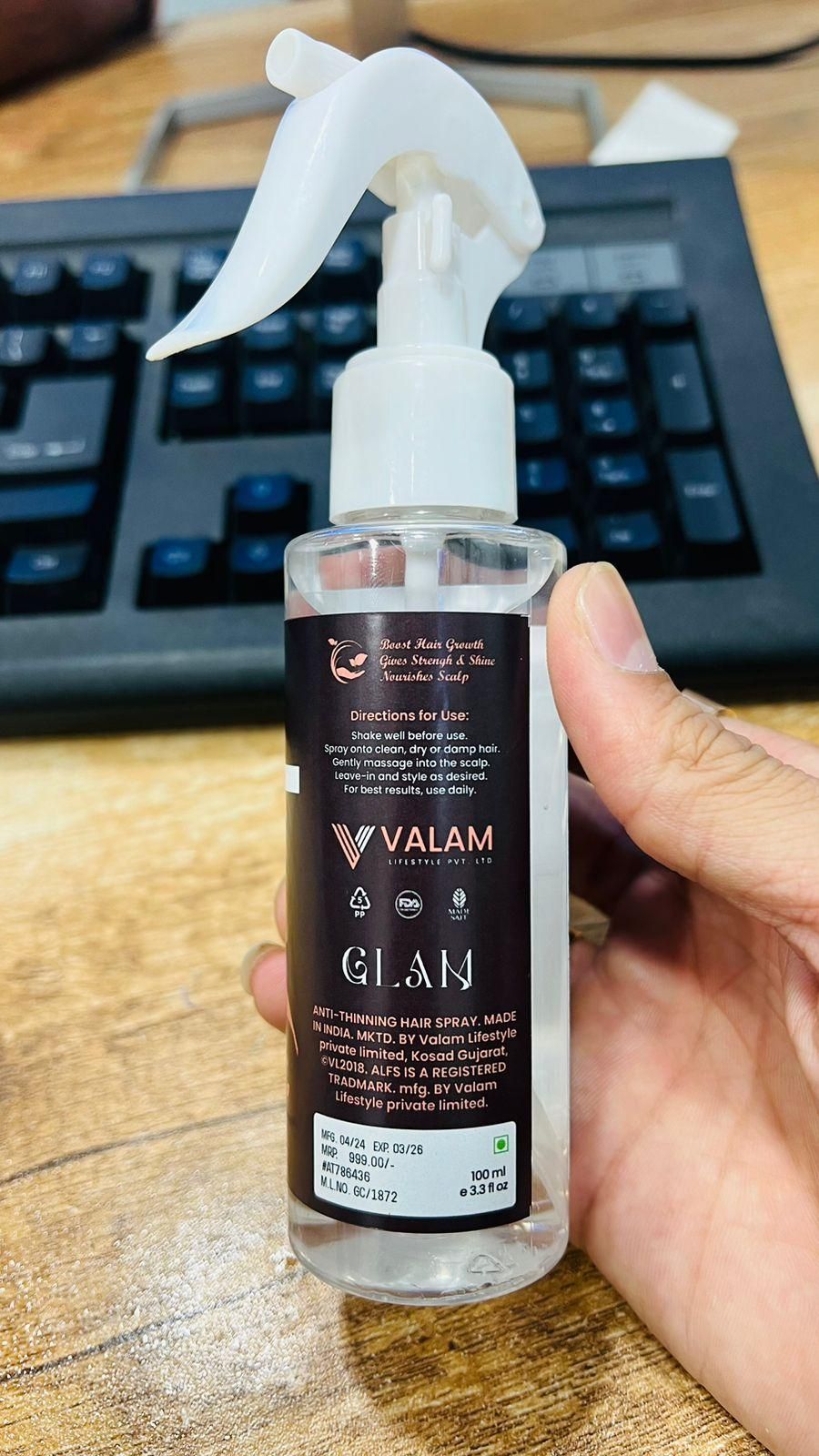 Glam Anti-Thinning Hair Spray 100ml – Volumizing Day Spray for Fuller Hair | NISHU Superstores