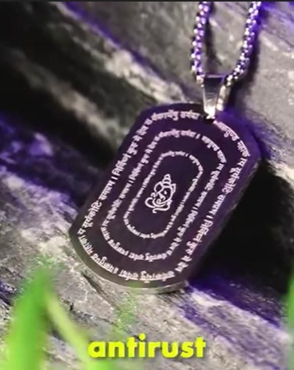 Devotional Ganpati Shlok Tag Pendant with Chain | Lord Ganesha Jewelry | NISHU Superstores
