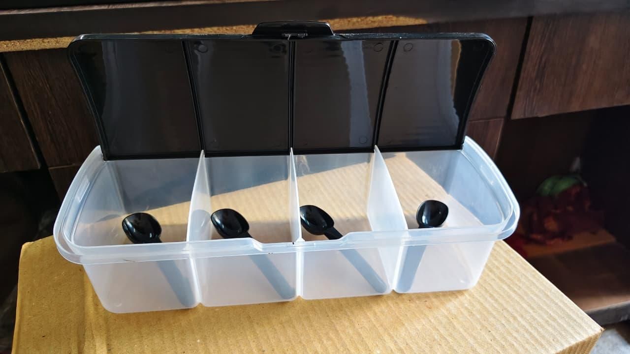 4-in-1 Spice Vault with Measuring Spoons and Airtight Lid (Pack of 2) – Kitchen Storage Organizer | NISHU Superstores