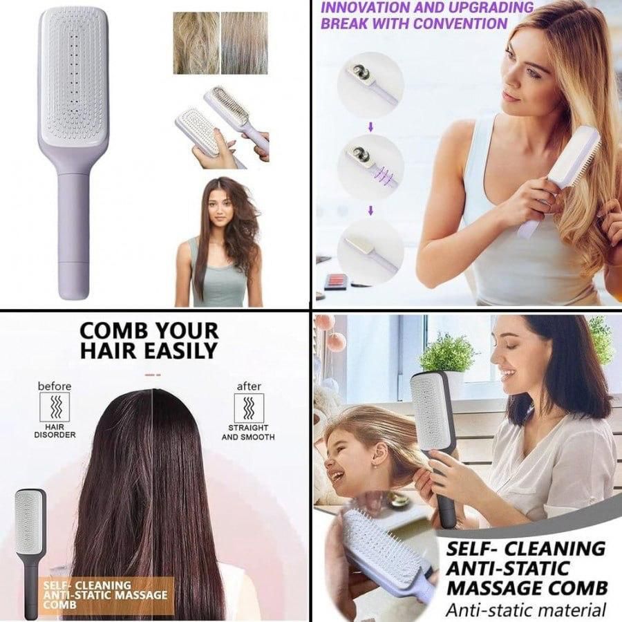 Self-Cleaning Anti-Static Hair Massage Comb – Gentle for Adults & Kids | Pack of 1 | NISHU Superstores