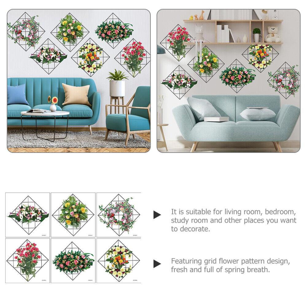 Flower Grid Wall Art Sticker – Floral Office & Home Decor Decal | NISHU Superstores
