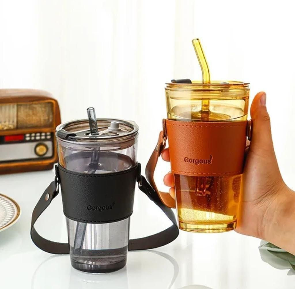 Glass Tumbler with Glass Straw & Lid – Eco-Friendly Reusable Drinkware | NISHU Superstores