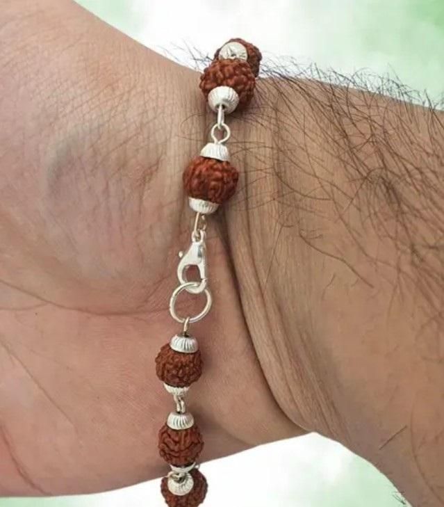 Silver Plated Rudraksha Bracelet for Men & Women | Spiritual Jewelry – NISHU Superstores