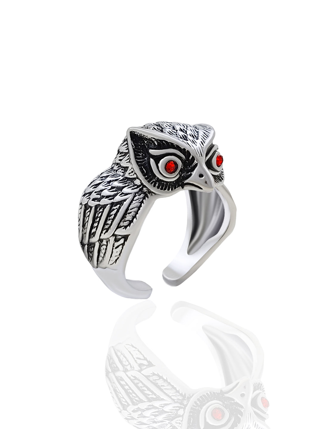 Saizen Silver Owl Face Ring for Men | Stylish Men’s Jewelry | NISHU Superstores