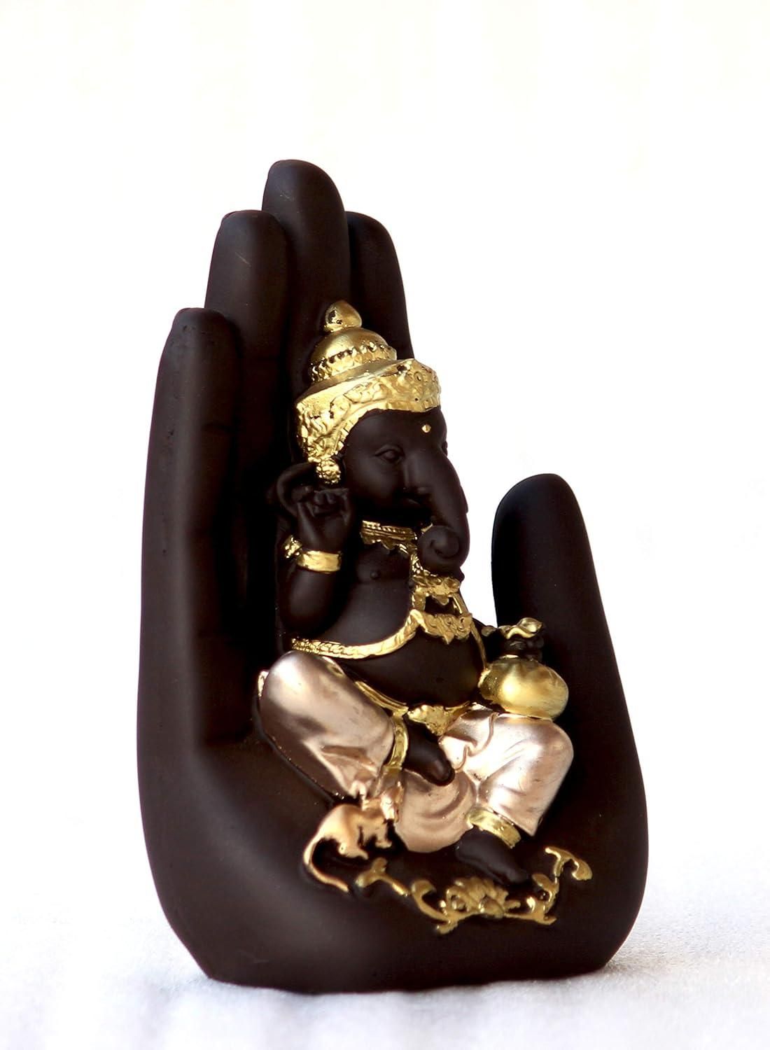 eCraftIndia Golden Handcrafted Palm Ganesha – Decorative Showpiece for Home & Office | NISHU Superstores