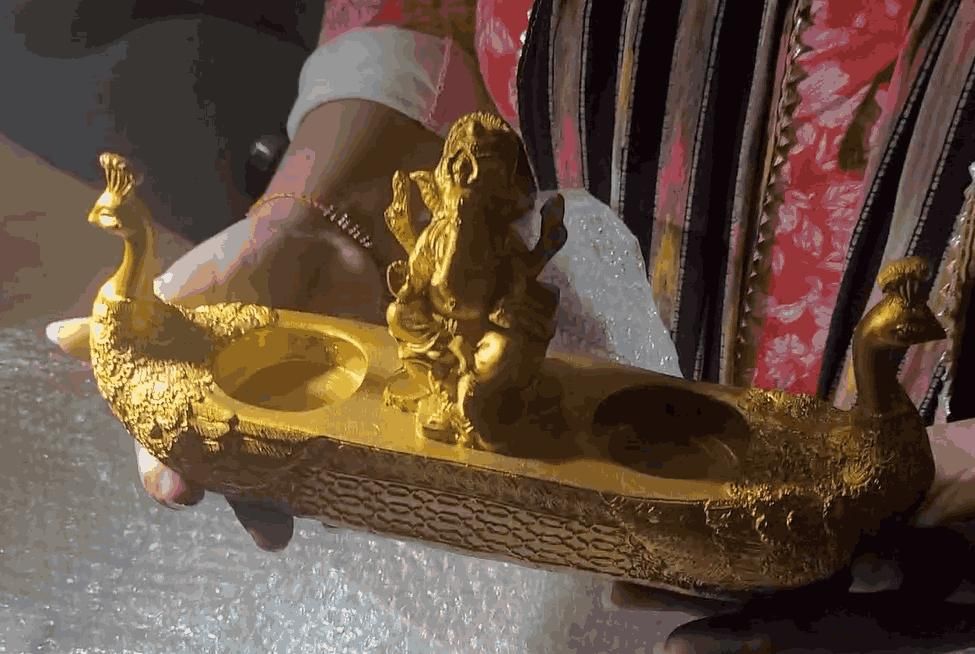 Golden Ganesha Deepak – Decorative Diya for Pooja Room & Home Décor | NISHU Superstores
