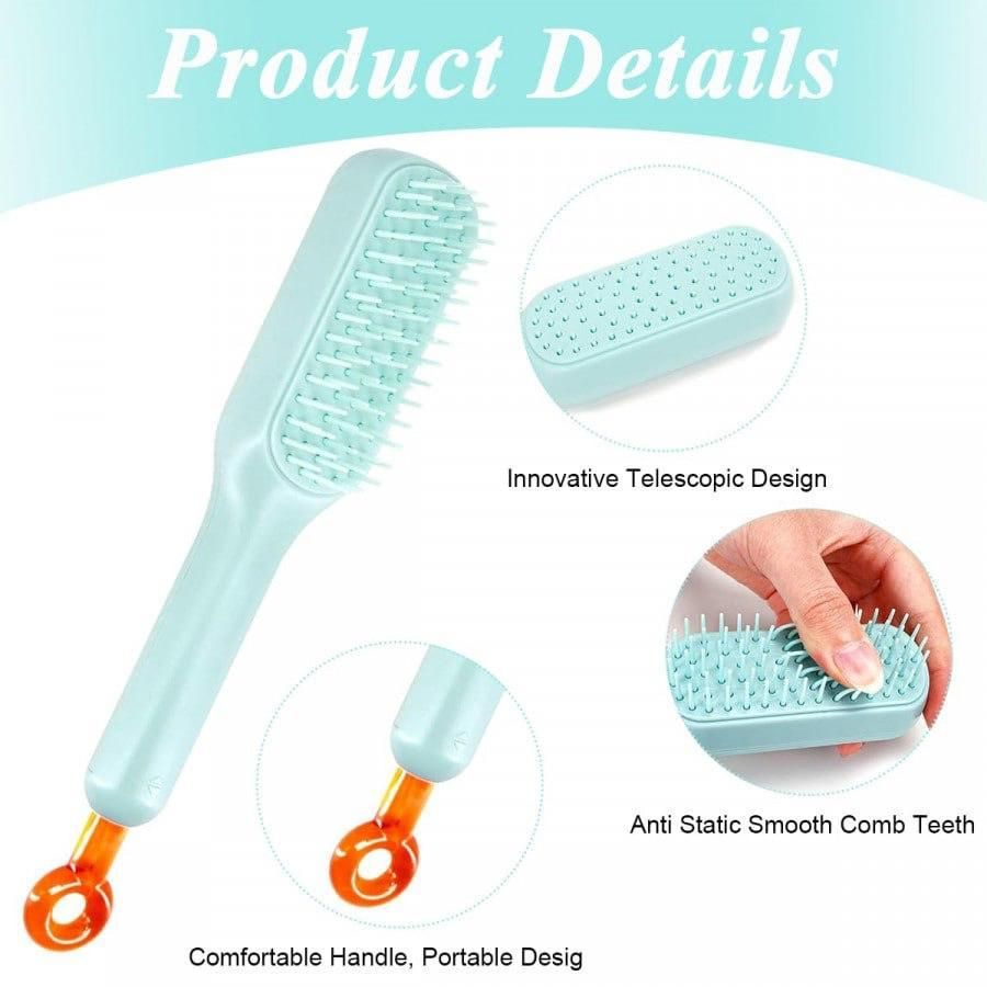 Self-Cleaning Anti-Static Hair Massage Comb – Gentle for Adults & Kids | Pack of 1 | NISHU Superstores