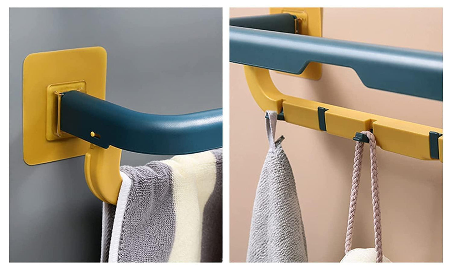 Double Layer Towel Rack with Hooks – Wall Mounted Bathroom Organizer | NISHU Superstores