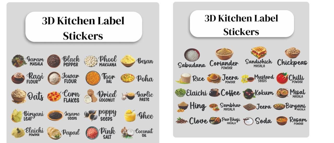 Waterproof Kitchen Spice Jar Label Stickers – 60 Durable & Removable Labels | NISHU Superstores