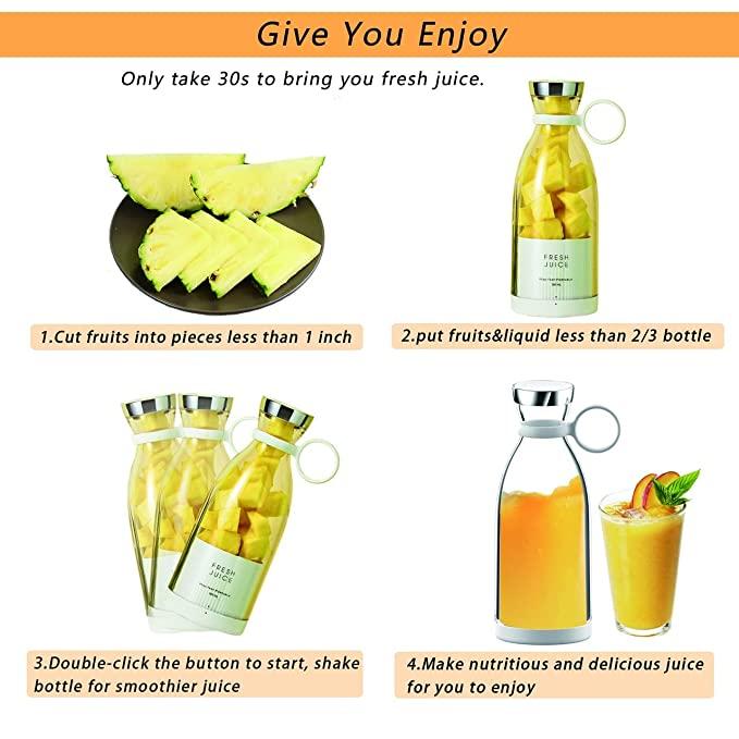 Portable Blender Juicer 400ml – Mini Wireless Smoothie & Juice Maker with 4 Blades | NISHU Superstores