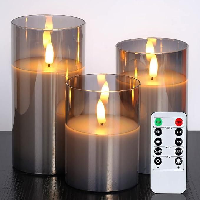 Magic Grey Glass Flameless Candles – Battery Operated with Timer | NISHU Superstores