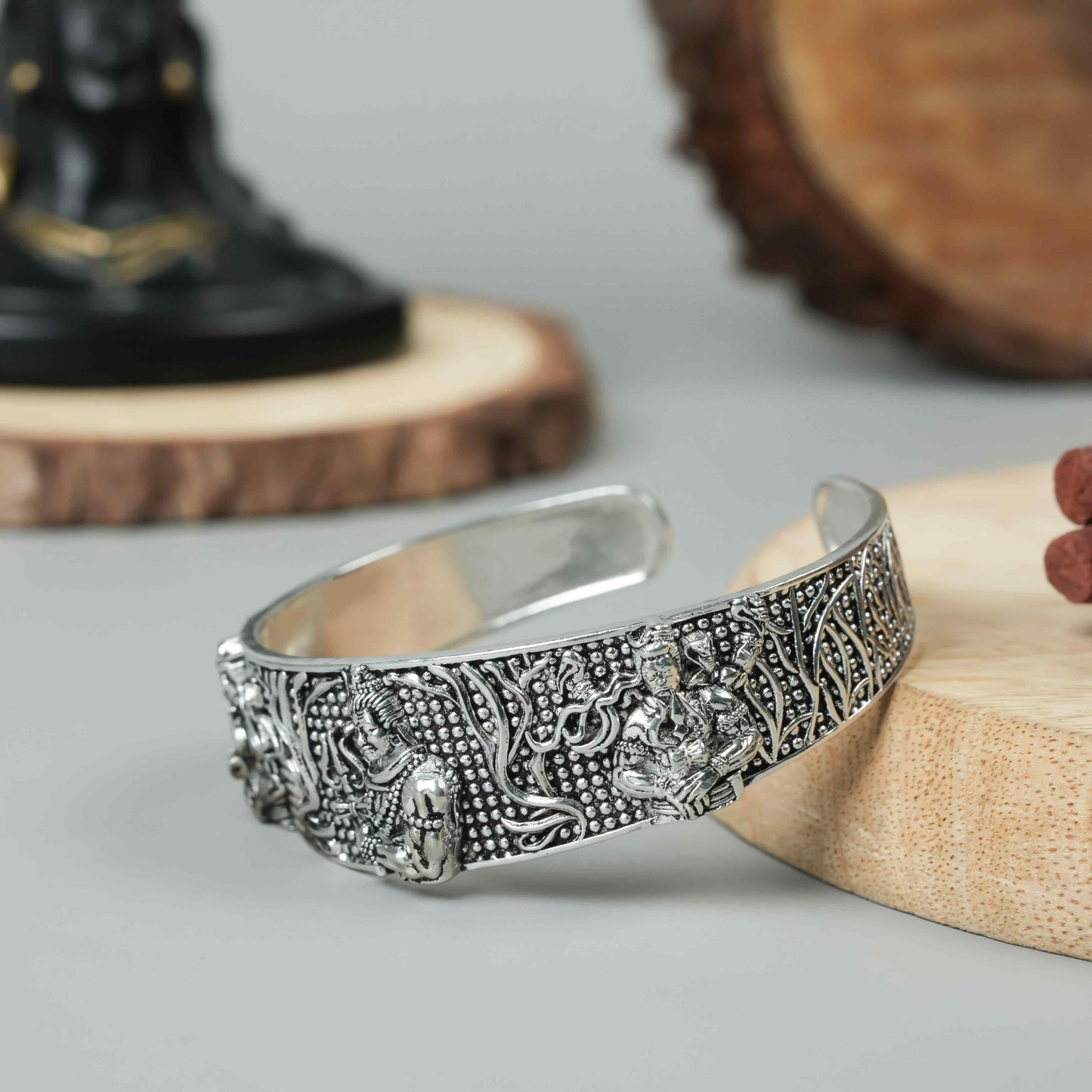 Men's Oxidized Silver Mahakal Bracelet | Spiritual Jewelry | NISHU Superstores