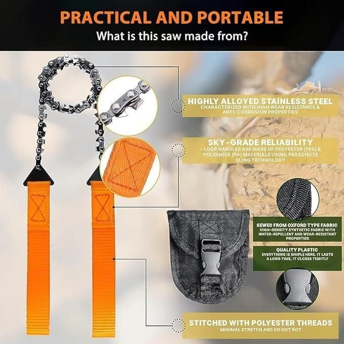 Pocket Chainsaw with Grips – Folding Pull Saw + Storage Pouch | NISHU Superstores