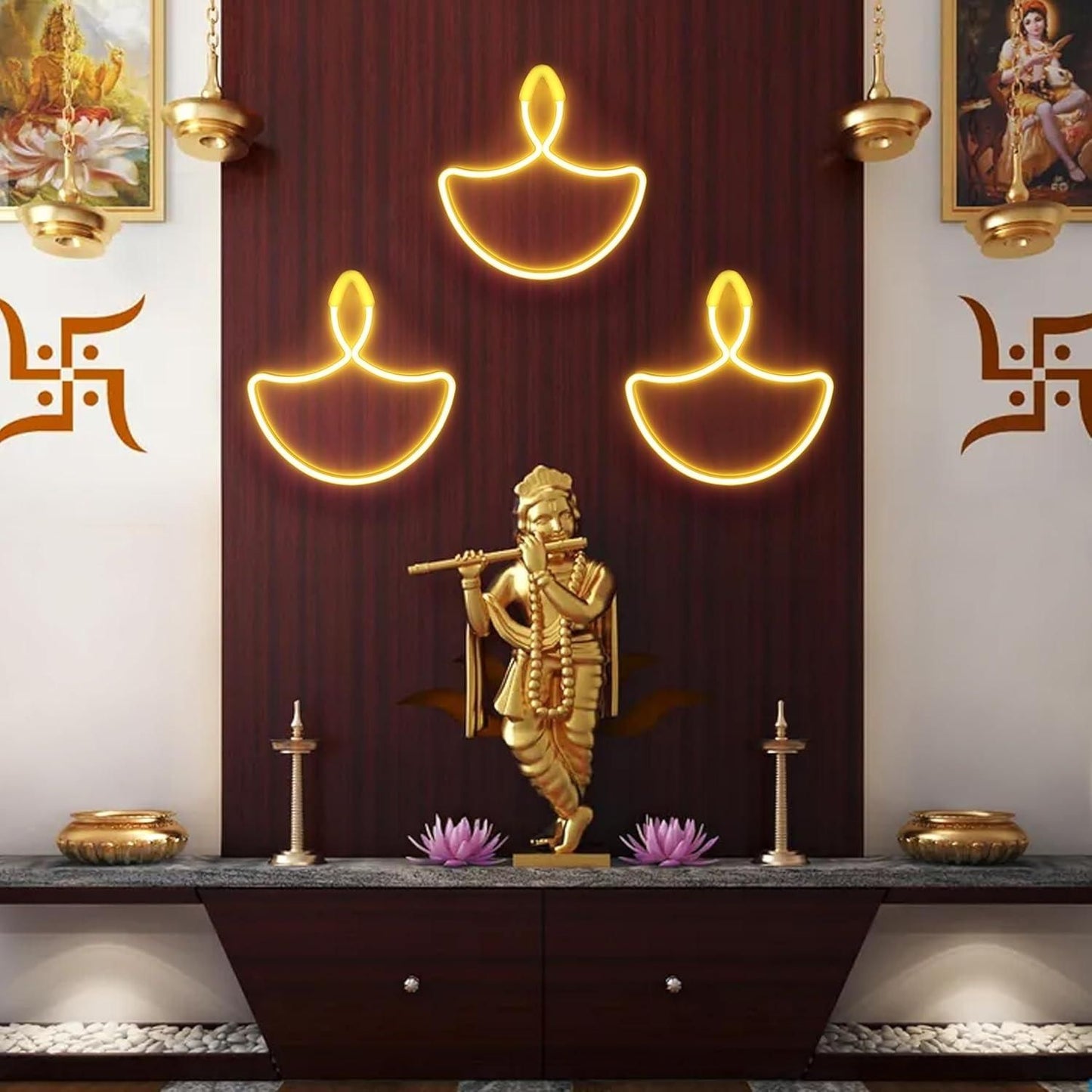 Diwali Diya Neon Sign Strip Lights – Decorative LED Lights (Pack of 2) | NISHU Superstores