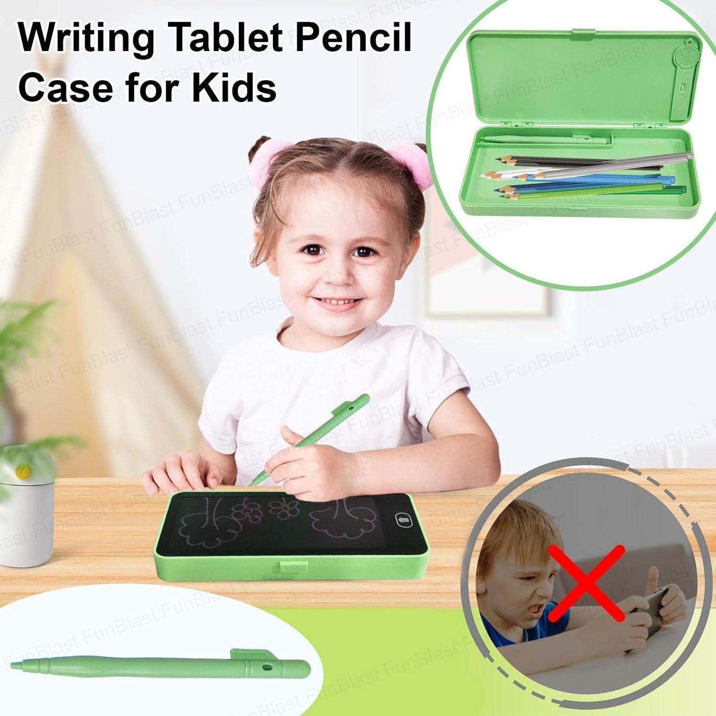 Writing Tablet Pencil Case – 2-in-1 Stationery Organizer with LCD Writing Pad | NISHU Superstores