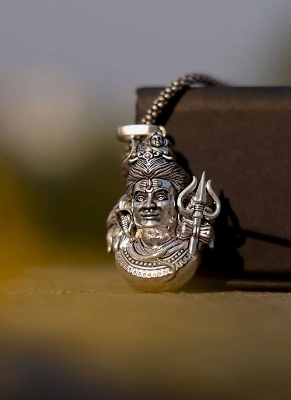 Lord Mahadev Premium Pendant with Chain – Shiva Trishul Damru Necklace | NISHU Superstores