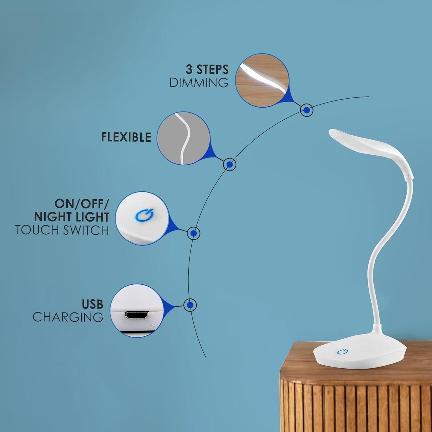 Battery Operated Table Lamp – Portable, Cordless LED Desk Light | NISHU Superstores