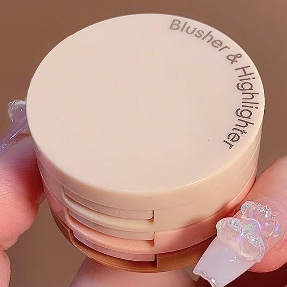 3-in-1 Face Blusher & Highlighter – Mini Compact Travel-Friendly Palette | NISHU Superstores