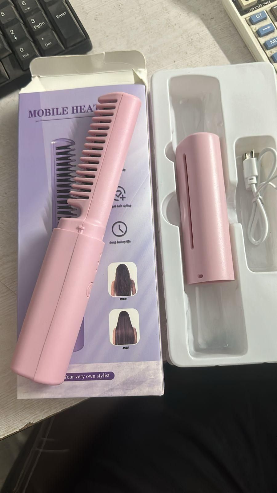 Meneflix Portable Mini Hair Straightener – Cordless Rechargeable Hot Comb | NISHU Superstores
