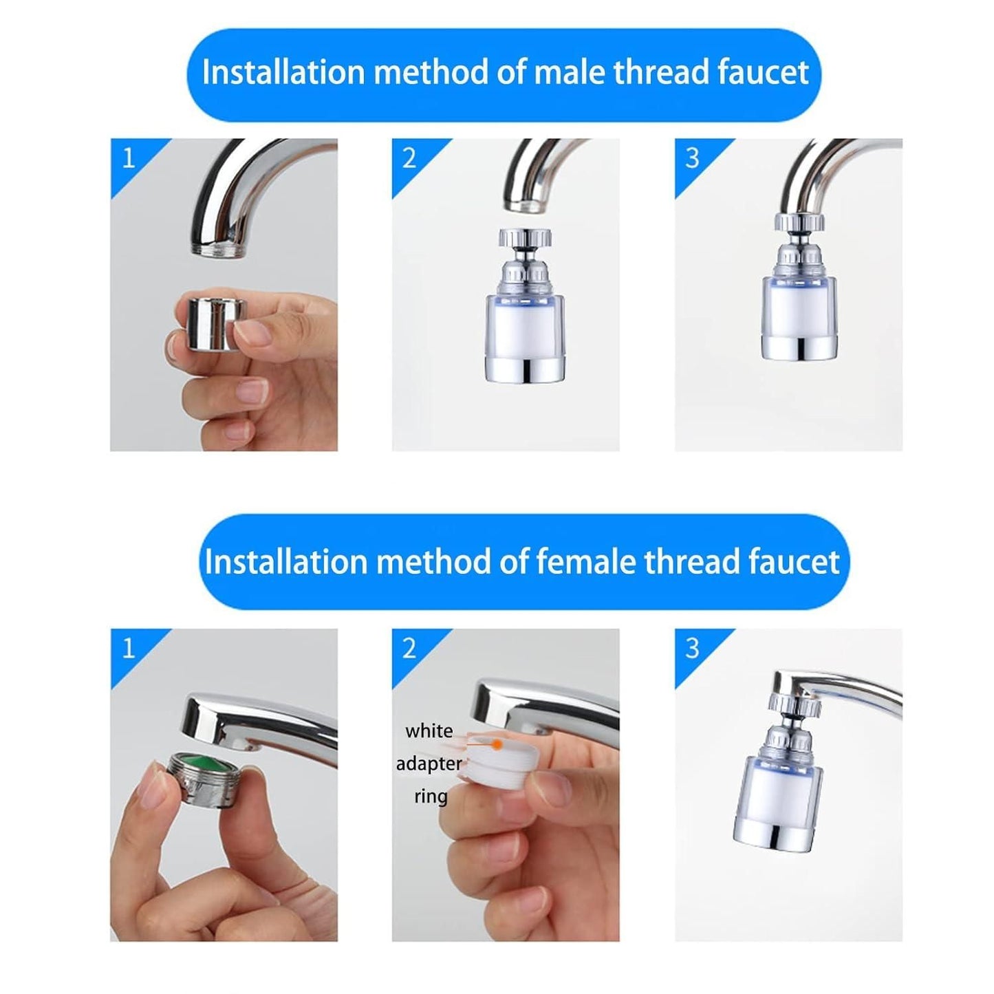 360° Rotating Sink Water Faucet Filter – Adjustable Tap Sprayer & Splash Guard | NISHU Superstores