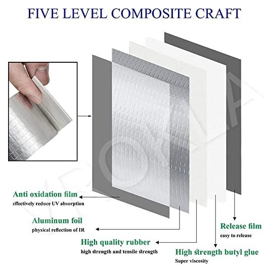 Leakage Repair Waterproof Tape (5cm x 5m) – Aluminum Foil Butyl Rubber Tape for Roof, Pipe & Surface Cracks | NISHU Superstores
