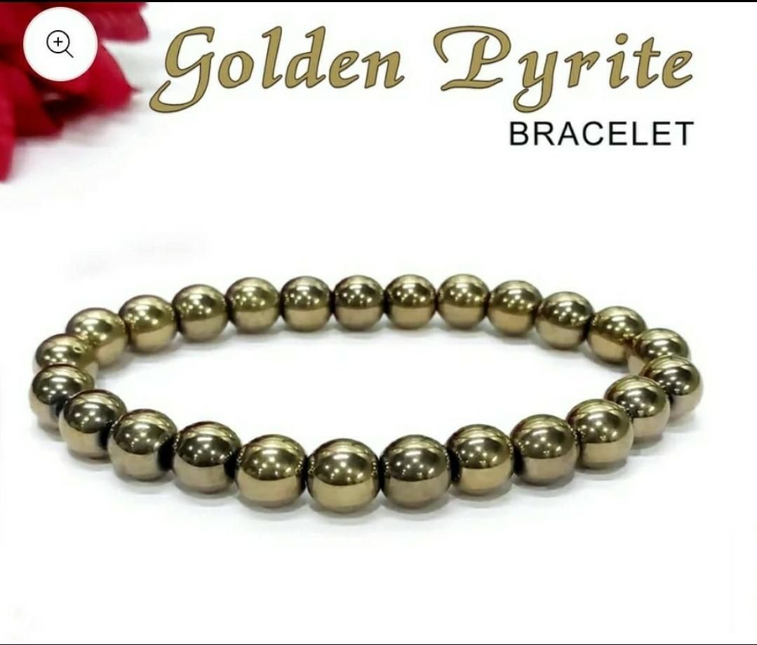 Golden Pyrite 8mm Natural Stone Bracelet for Men & Women | NISHU Superstores