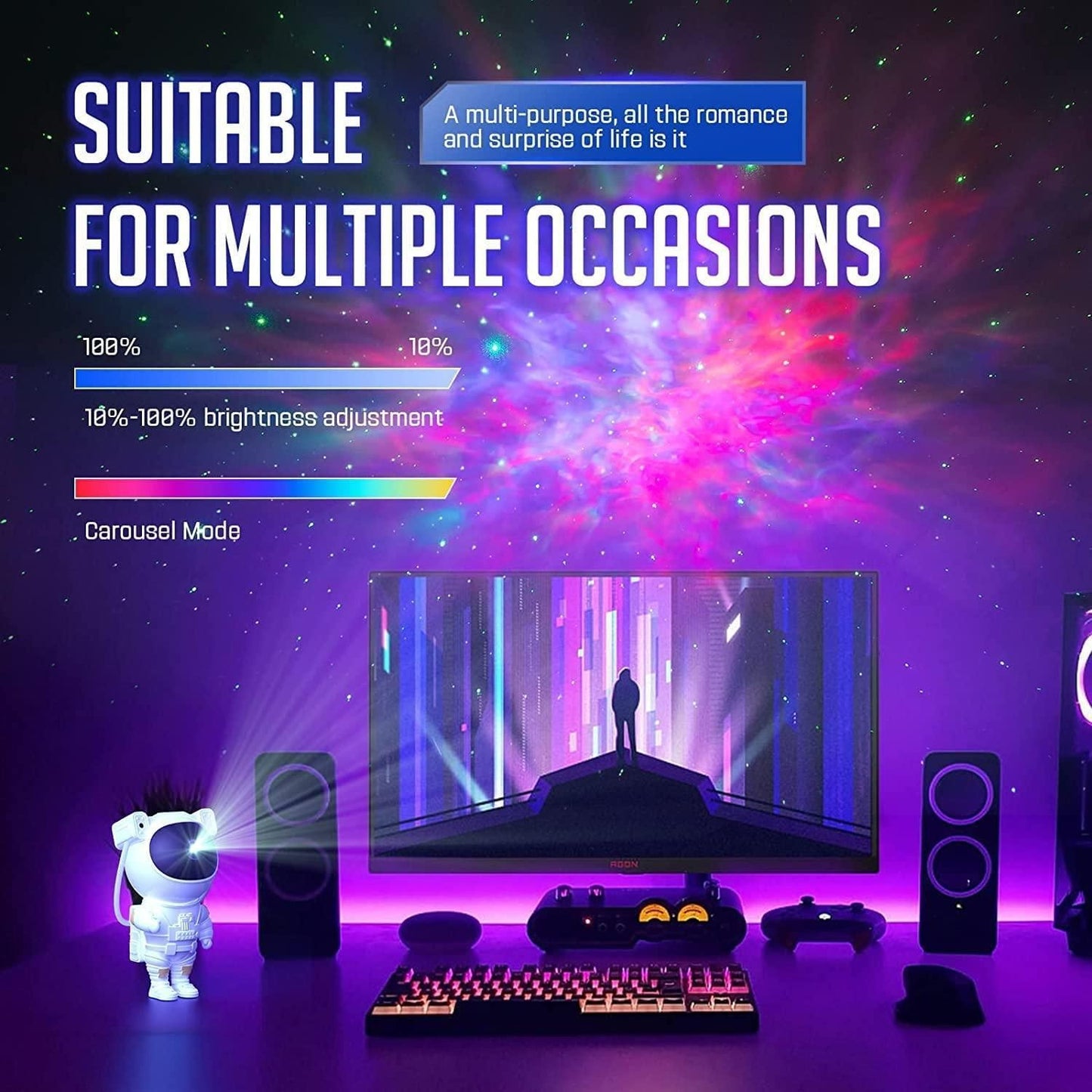 Astronaut Galaxy Projector – 360° Magnetic Head Rotation with Remote Control | NISHU Superstores