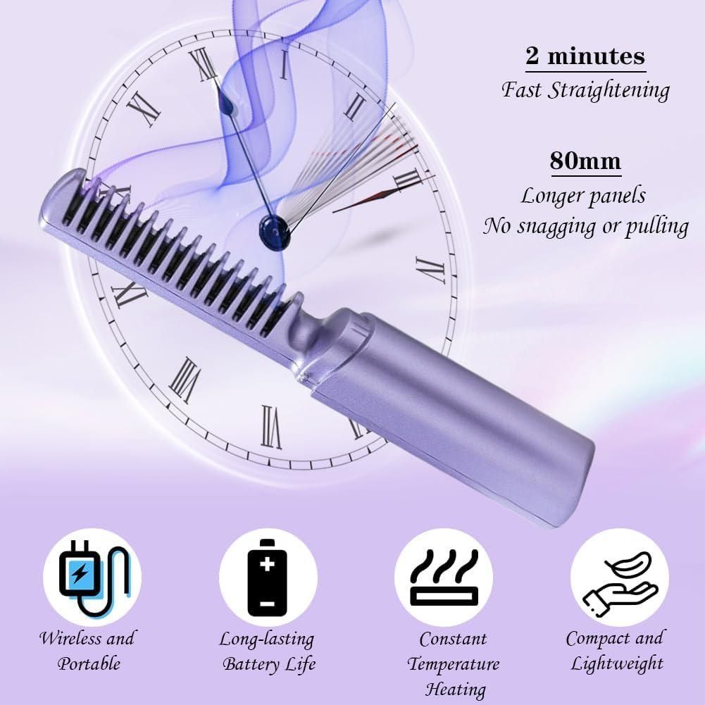 Meneflix Portable Mini Hair Straightener – Cordless Rechargeable Hot Comb | NISHU Superstores