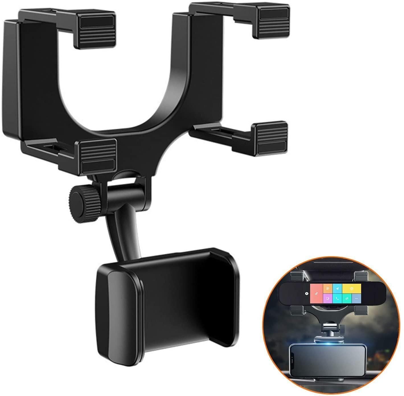 Rearview Mirror Phone Holder – 360° Adjustable Mobile Mount for Cars | NISHU Superstores