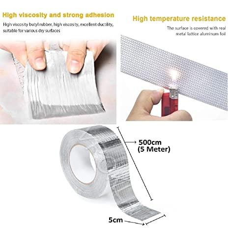 Leakage Repair Waterproof Tape (5cm x 5m) – Aluminum Foil Butyl Rubber Tape for Roof, Pipe & Surface Cracks | NISHU Superstores