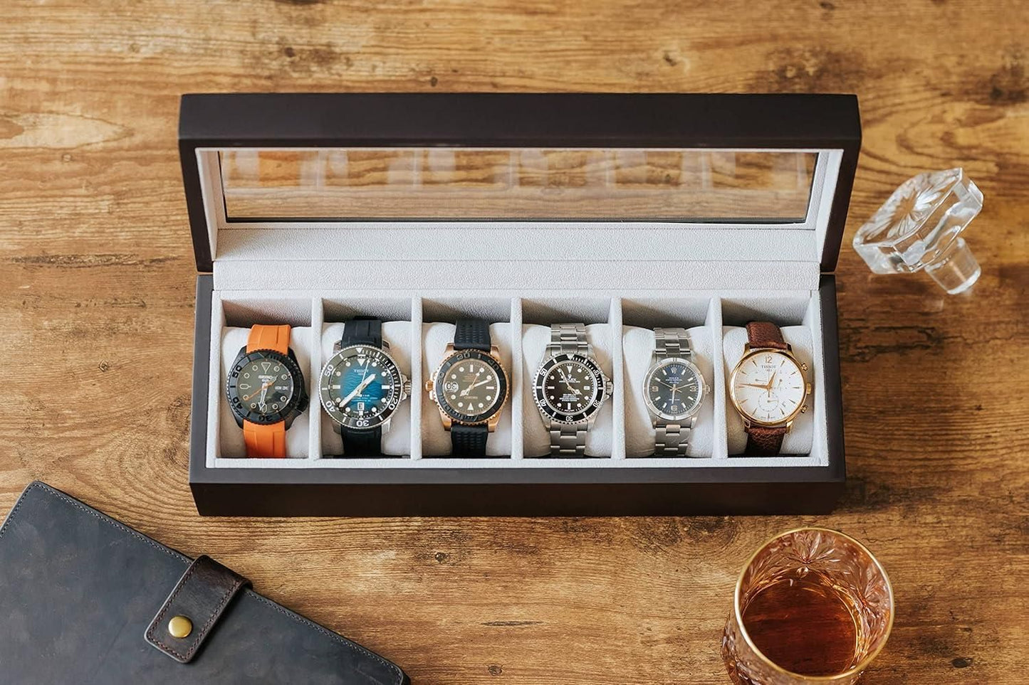 Wood Watch Box Organizer with Glass Display – Elegant Storage Case for Watches | NISHU Superstores