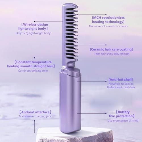 Rechargeable Hot Comb Hair Straightener | Cordless & Portable Styling Tool | NISHU Superstores