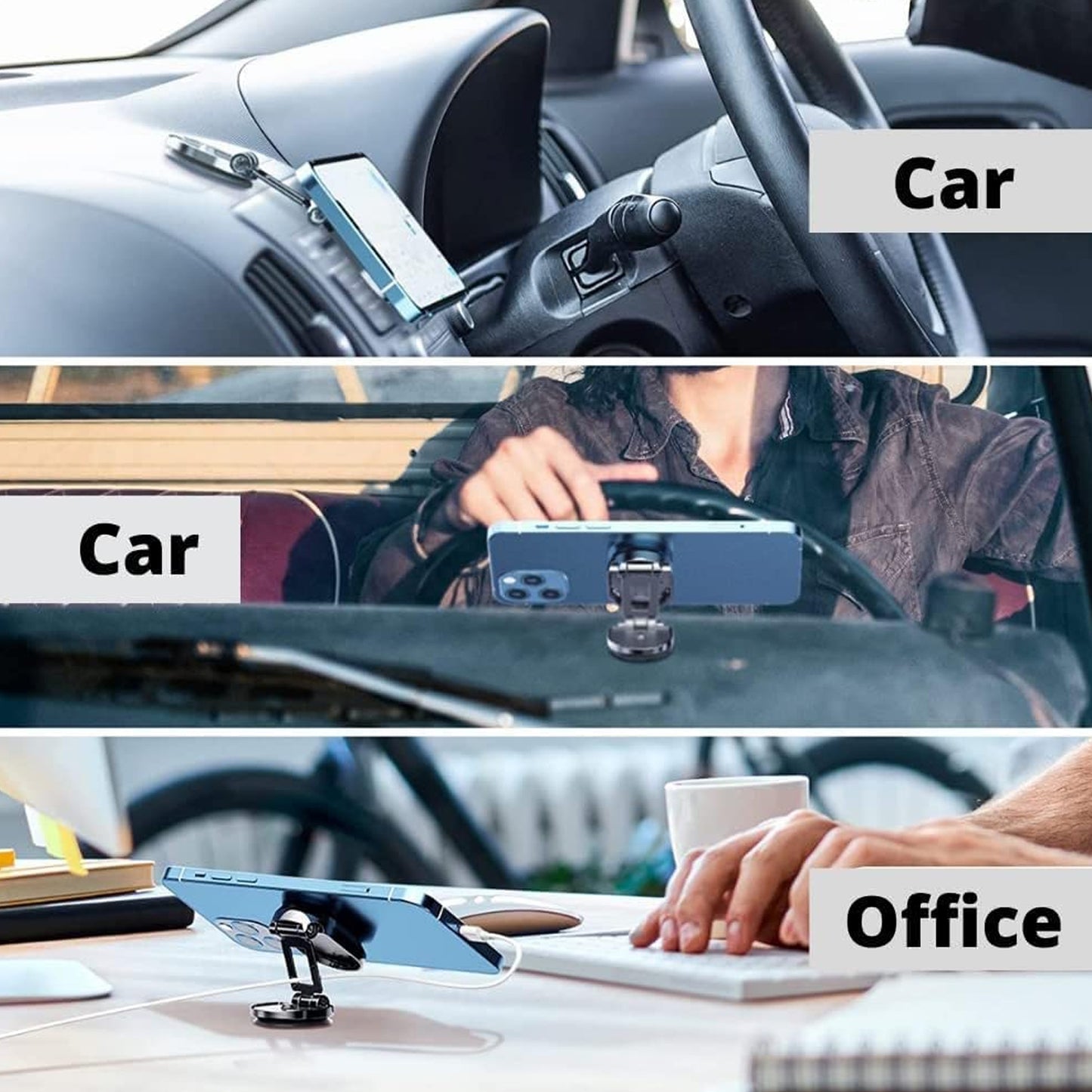 6102 360 Degree Rotating Magnetic Car Phone Holder Metal Folding Car Phone Holder New Alloy Folding Magnetic Car Phone Holder (Pack Of 1)