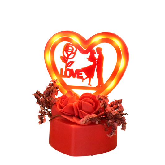 Romantic Heart-Shaped Love Couple Decorative Showpiece with Rose Base (1 Pc) | Elegant Home Décor & Valentine Gift – NISHU Superstores