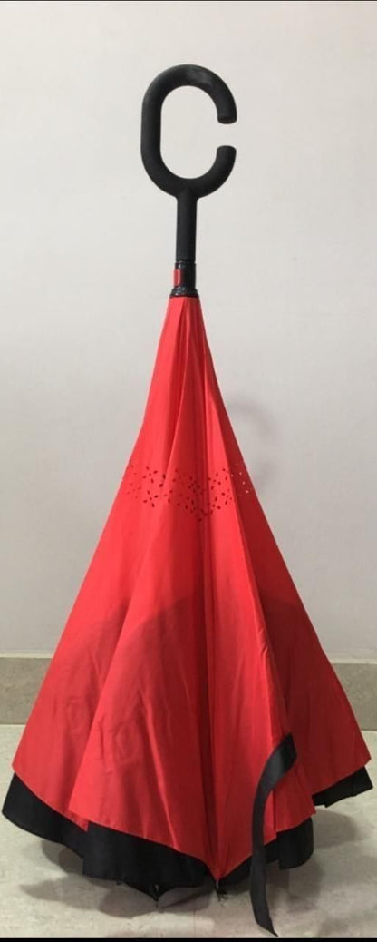 Double Layer Inverted Reversible Umbrella (Multicolor) – Windproof, Drip-Free & Stylish | NISHU Superstores
