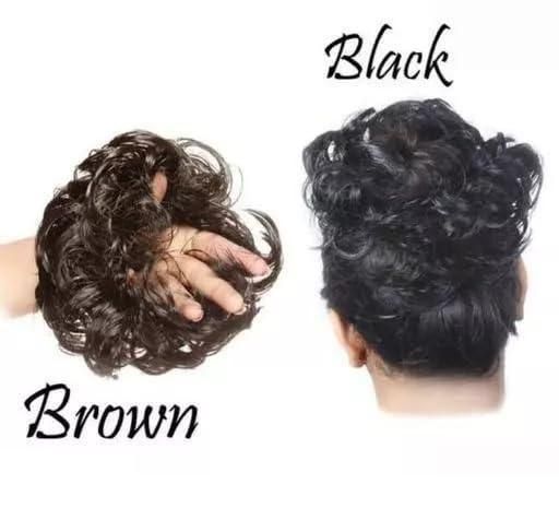 Elastic Artificial Hair Bun – Brown & Black (Pack of 2) | NISHU Superstores