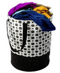 Round Canvas Laundry Bag – 45L Black & White Polka Dot | Foldable & Stylish | NISHU Superstores